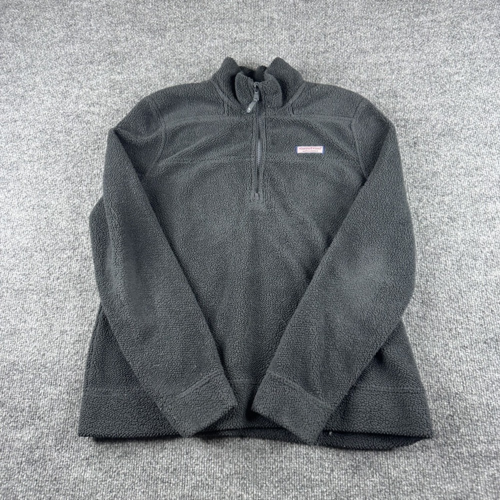 Vineyard Vines Jacket Women S Black 1/4 Zip Sweatshirt Pullover Fleece Preppy